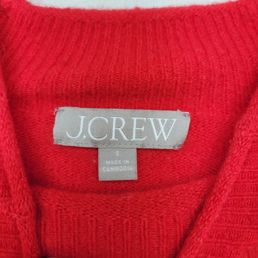 J.Crew Sweater Womens Small Red Funnel Neck‎ Merino Alpaca Blend Raglan Knit